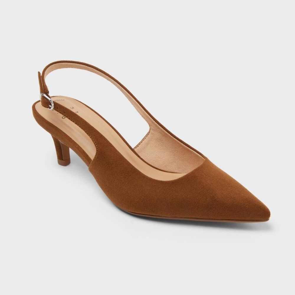 Women's Colette Slingback Heels - A New Day Cognac 5.5